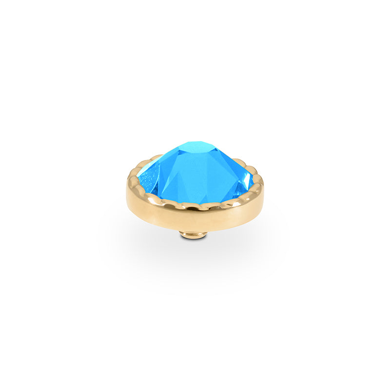 Bocconi Flat Top 0.35" - Gold Crystal Electric Blue Ignite