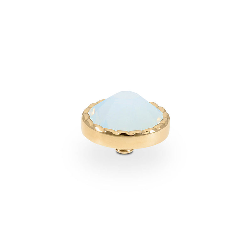 Bocconi Flat Top 0.35" - Gold white opal