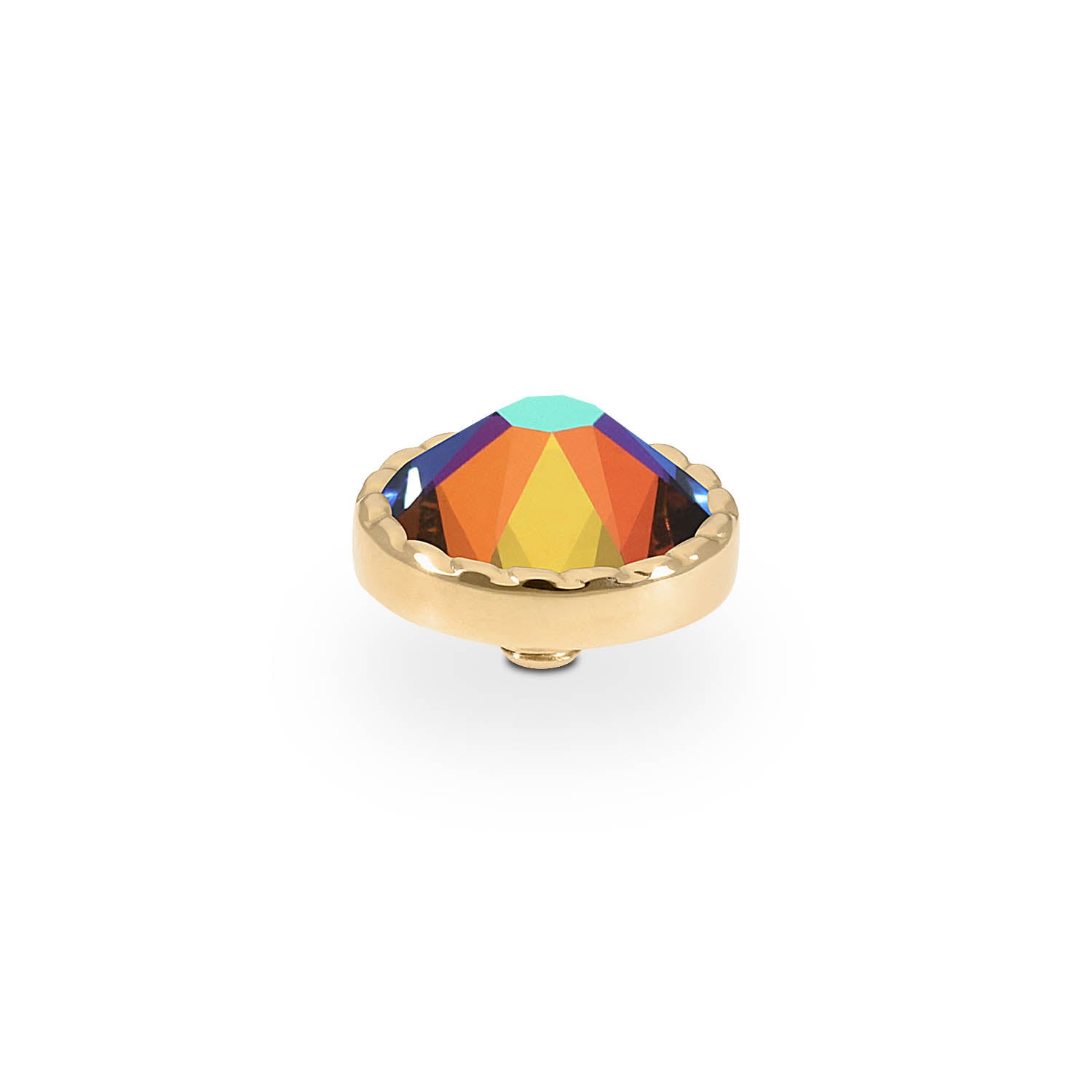 Bocconi Flat Top 0.35" - Gold Crystal Vitrail Medium
