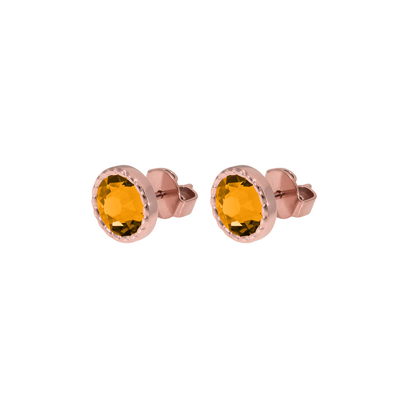 Bocconi Flat Stud Earring 0.35" - Rose Gold Topaz