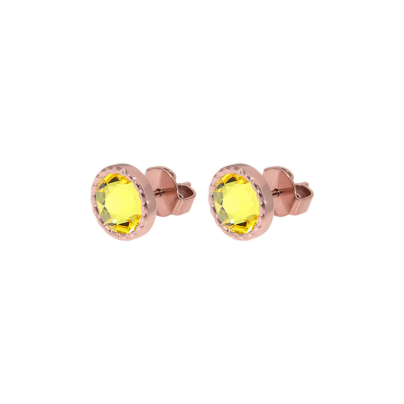 Bocconi Flat Stud Earring 0.35" - Rose Gold light topaz