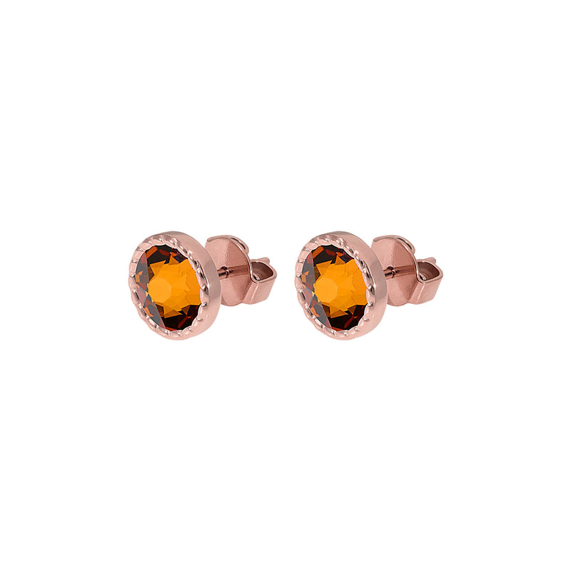 Bocconi Flat Stud Earring 0.35" - Rose Gold light amber