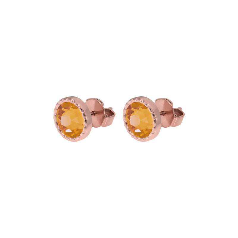 Bocconi Flat Stud Earring 0.35" - Rose Gold Crystal Mango Ignite