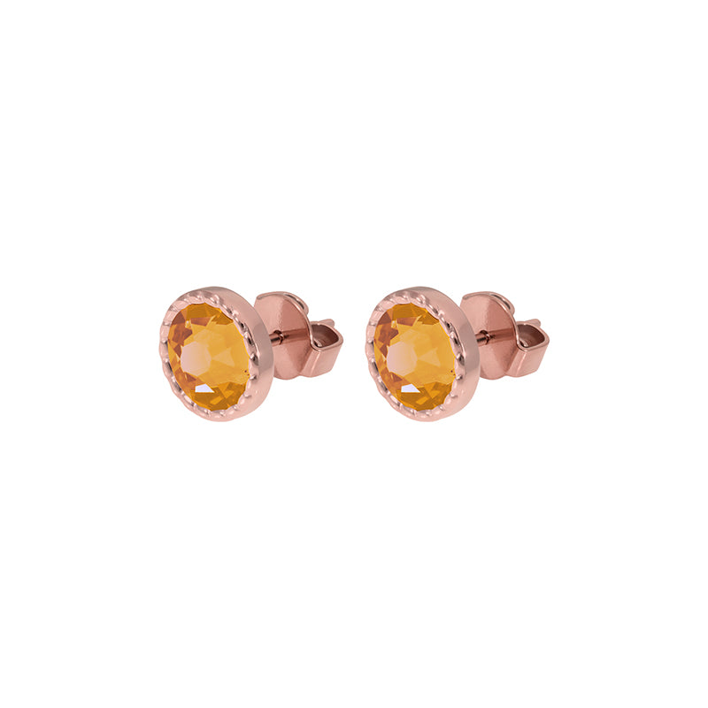 Bocconi Flat Stud Earring 0.35" - Rose Gold Crystal Mango Ignite