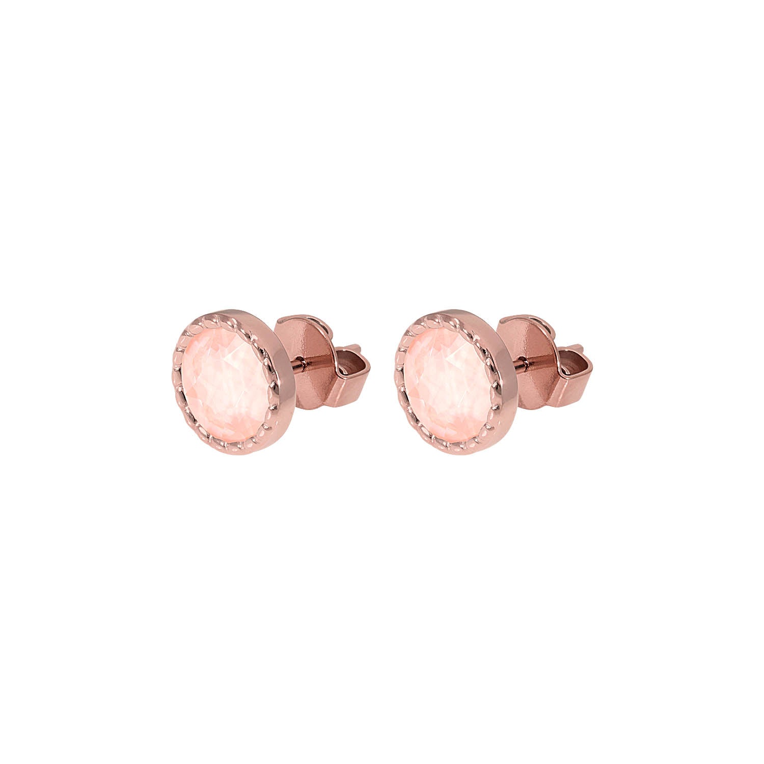 Bocconi Flat Stud Earring 0.35" - Rose Gold Crystal Flamingo Ignite