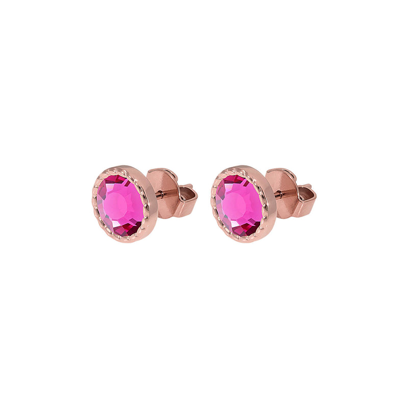 Bocconi Flat Stud Earring 0.35" - Rose Gold fuchsia