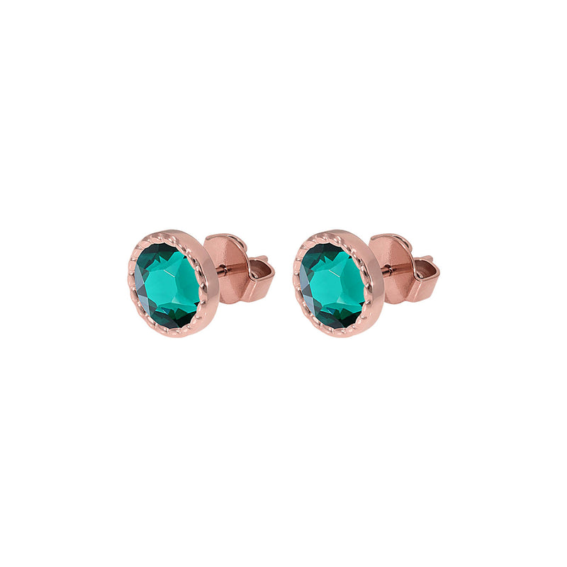 Bocconi Flat Stud Earring 0.35" - Rose Gold emerald