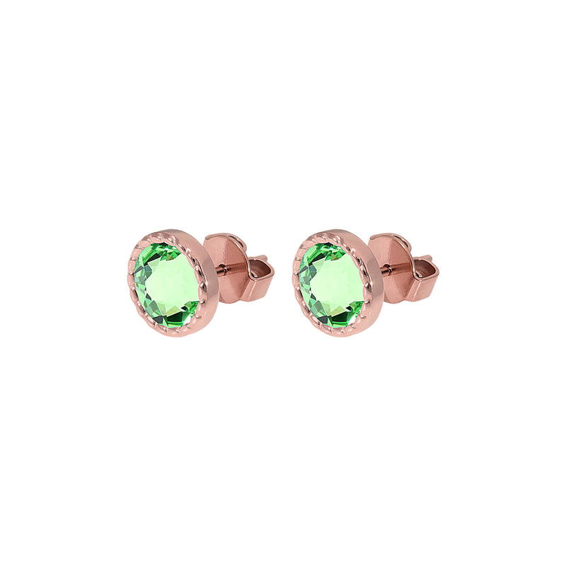 Bocconi Flat Stud Earring 0.35" - Rose Gold peridot