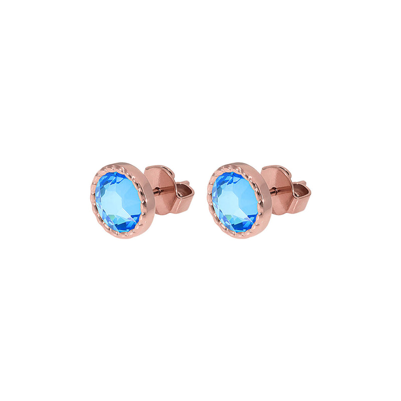 Bocconi Flat Stud Earring 0.35" - Rose Gold royal blue delite