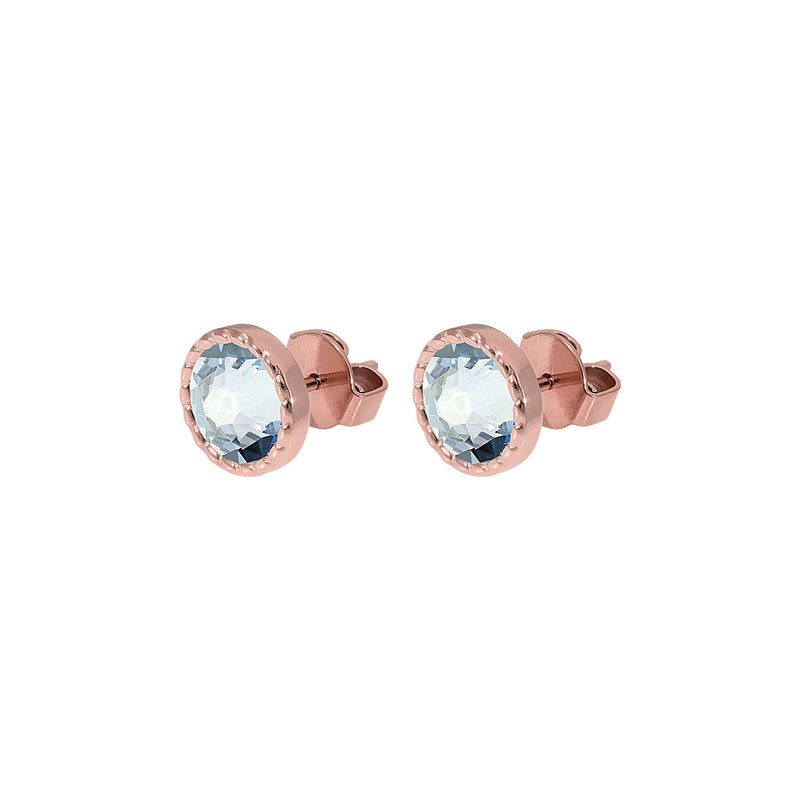 Bocconi Flat Stud Earring 0.35" - Rose Gold blue shade