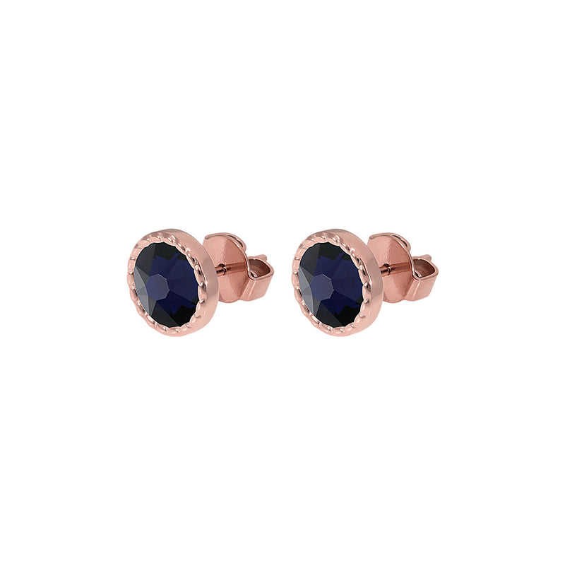 Bocconi Flat Stud Earring 0.35" - Rose Gold Dark Indigo