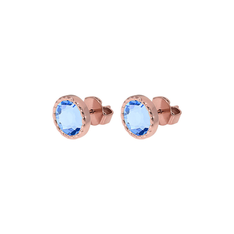 Bocconi Flat Stud Earring 0.35" - Rose Gold light sapphire