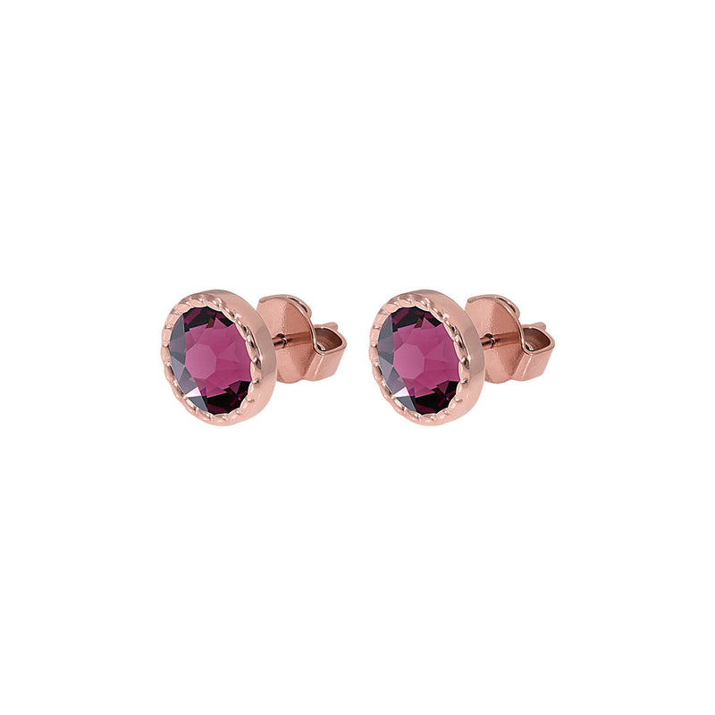Bocconi Flat Stud Earring 0.35" - Rose Gold amethyst