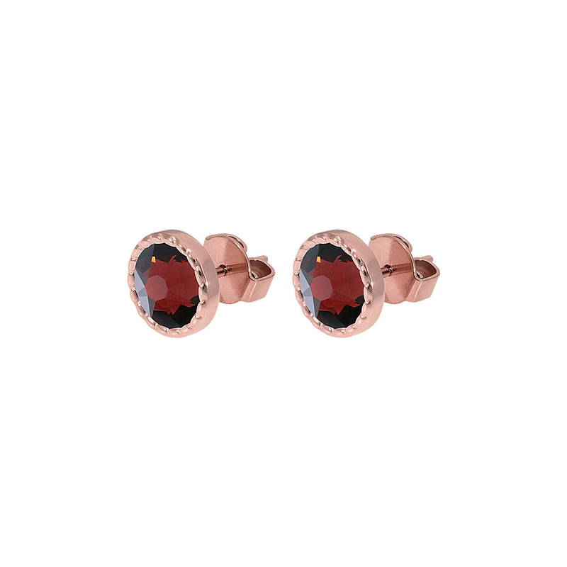 Bocconi Flat Stud Earring 0.35" - Rose Gold Burgundy