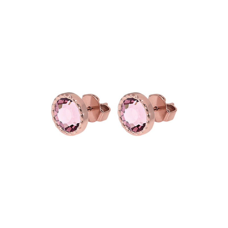 Bocconi Flat Stud Earring 0.35" - Rose Gold light amethyst