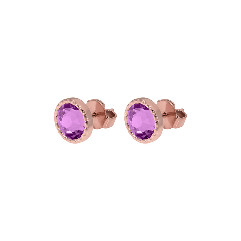 Bocconi Flat Stud Earring 0.35" - Rose Gold Crystal Orchid Ignite