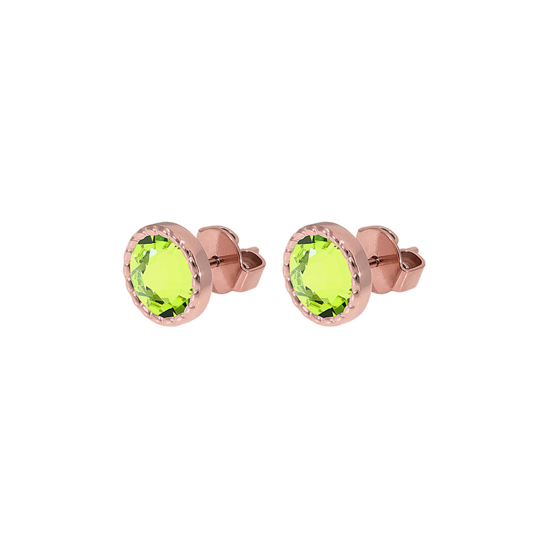 Bocconi Flat Stud Earring 0.35" - Rose Gold Citrus Green