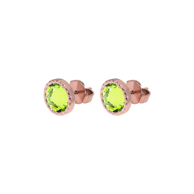 Bocconi Flat Stud Earring 0.35" - Rose Gold Citrus Green