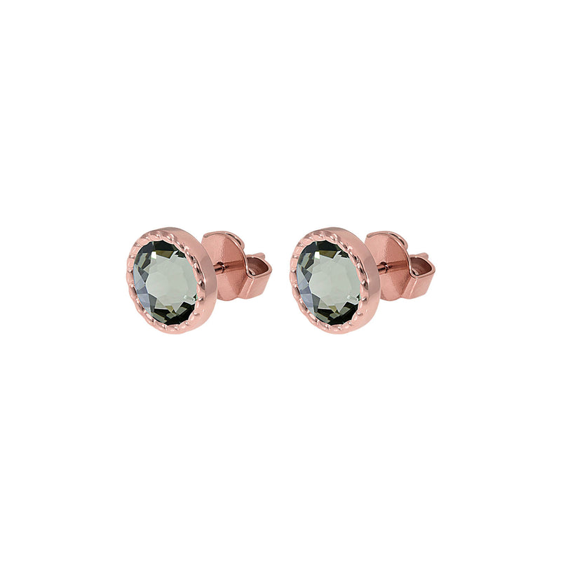 Bocconi Flat Stud Earring 0.35" - Rose Gold black diamond