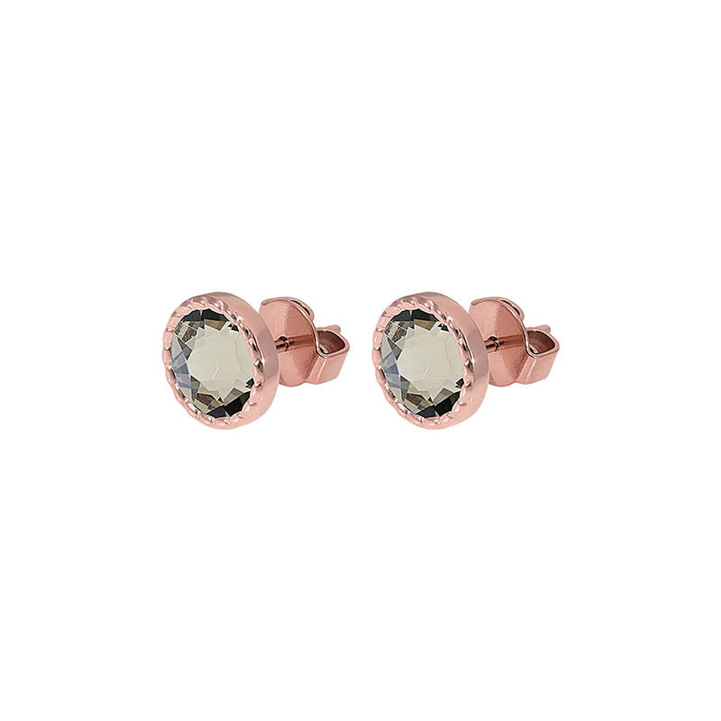 Bocconi Flat Stud Earring 0.35" - Rose Gold Greige