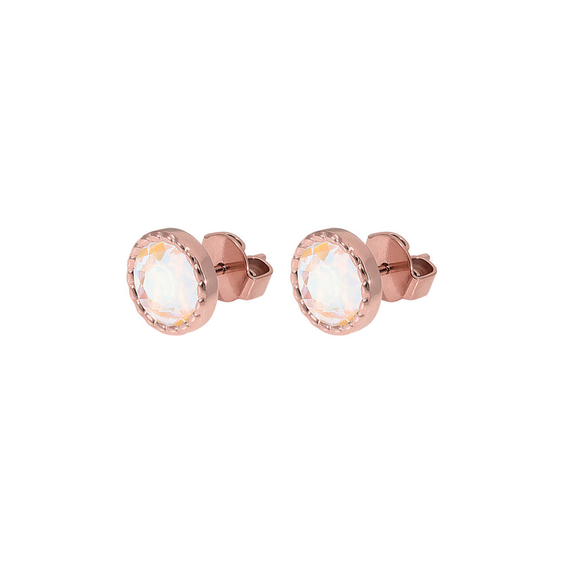 Bocconi Flat Stud Earring 0.35" - Rose Gold ivory cream delite
