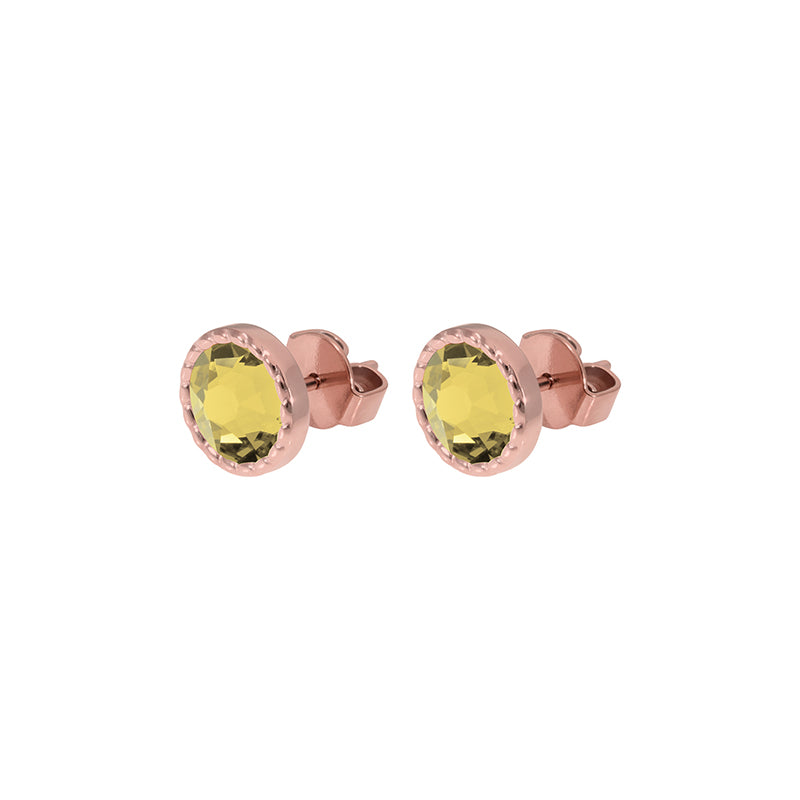 Bocconi Flat Stud Earring 0.35" - Rose Gold Recreated Dark Jonquil