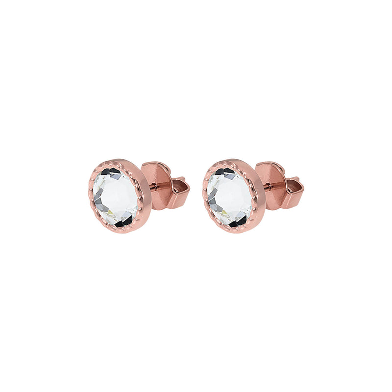 Bocconi Flat Stud Earring 0.35" - Rose Gold crystal