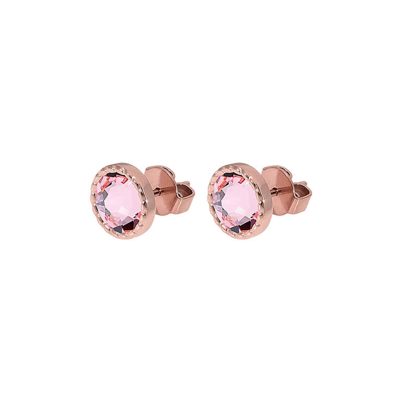 Bocconi Flat Stud Earring 0.35" - Rose Gold Light Rose