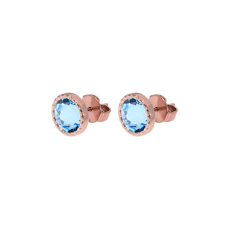 Bocconi Flat Stud Earring 0.35" - Rose Gold aquamarine