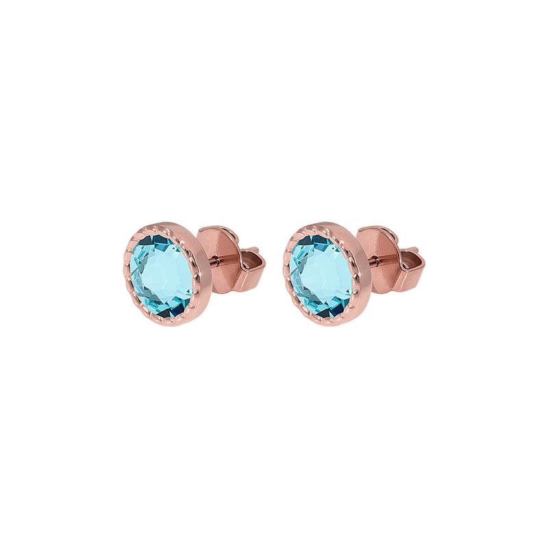 Bocconi Flat Stud Earring 0.35" - Rose Gold Light Turquoise