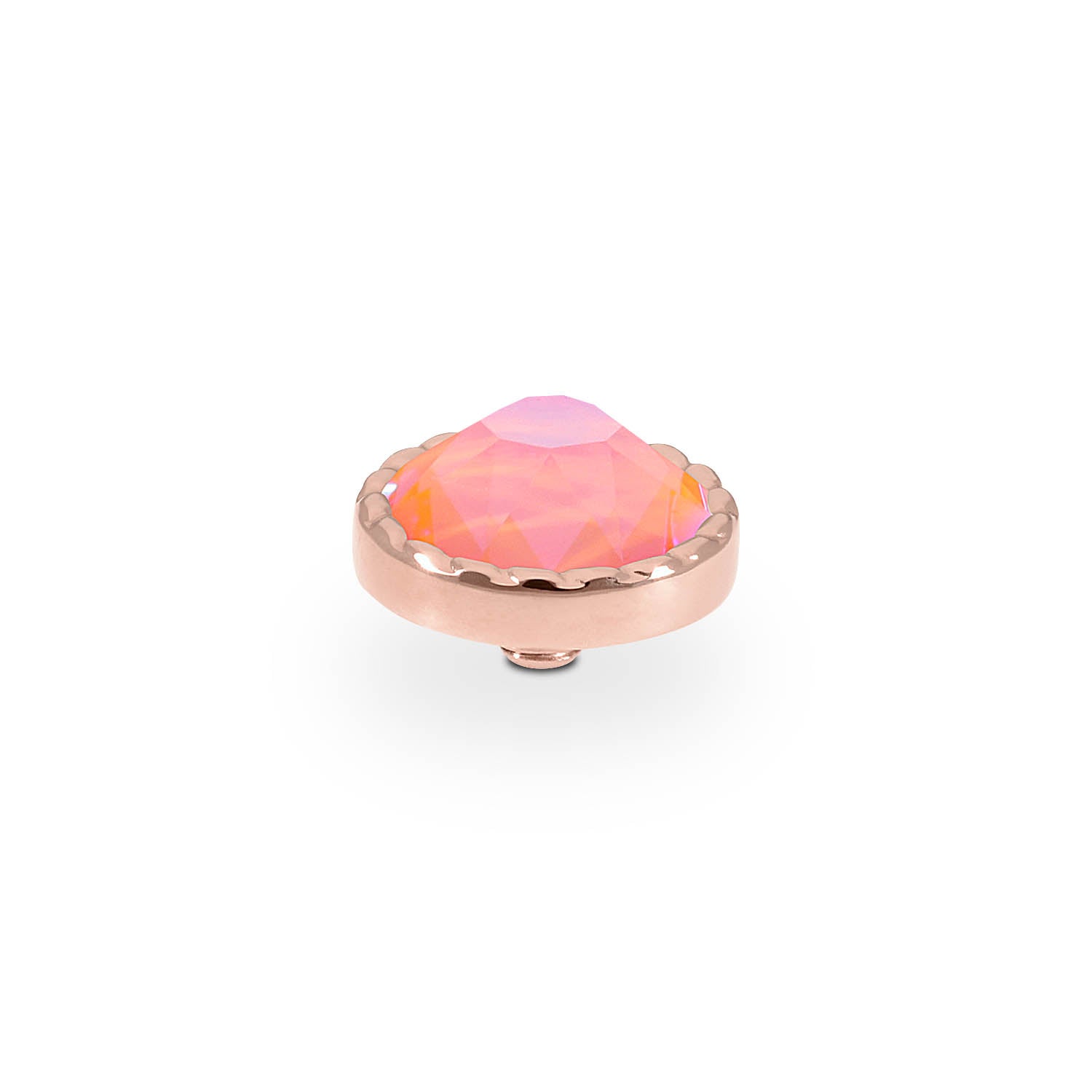 Bocconi Flat Top 0.35" - Rose Gold crystal orange glow delite