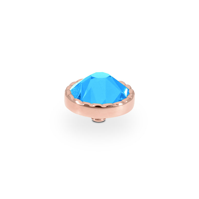 Bocconi Flat Top 0.35" - Rose Gold Crystal Electric Blue Ignite
