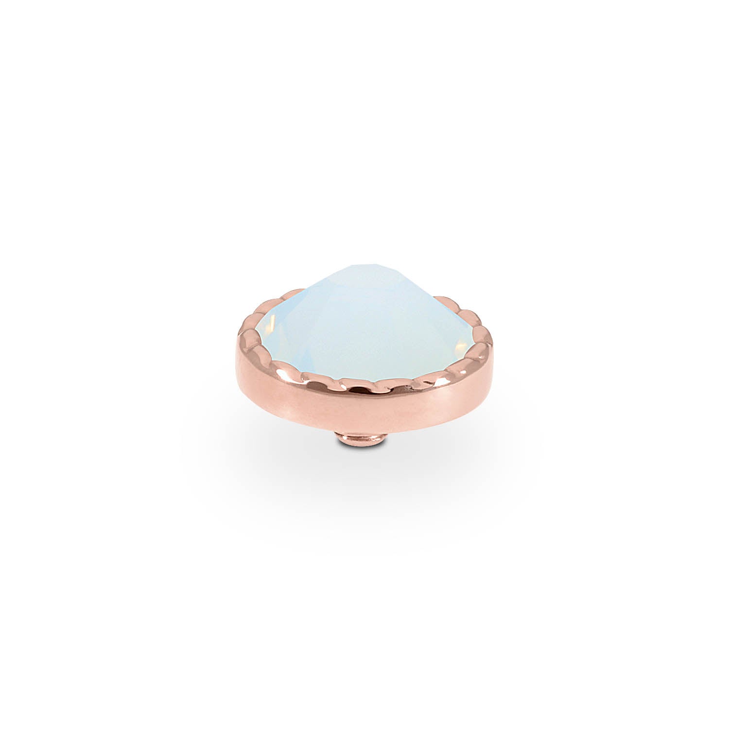 Bocconi Flat Top 0.35" - Rose Gold white opal