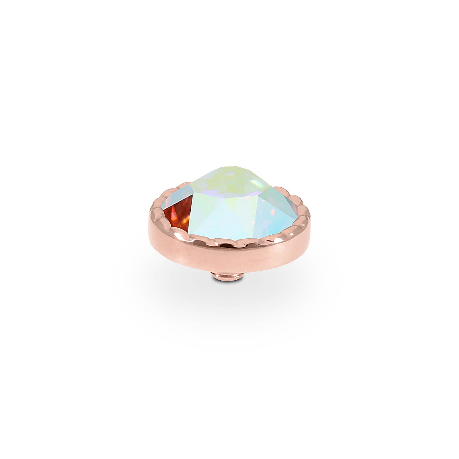 Bocconi Flat Top 0.35" - Rose Gold crystal aurora boreale