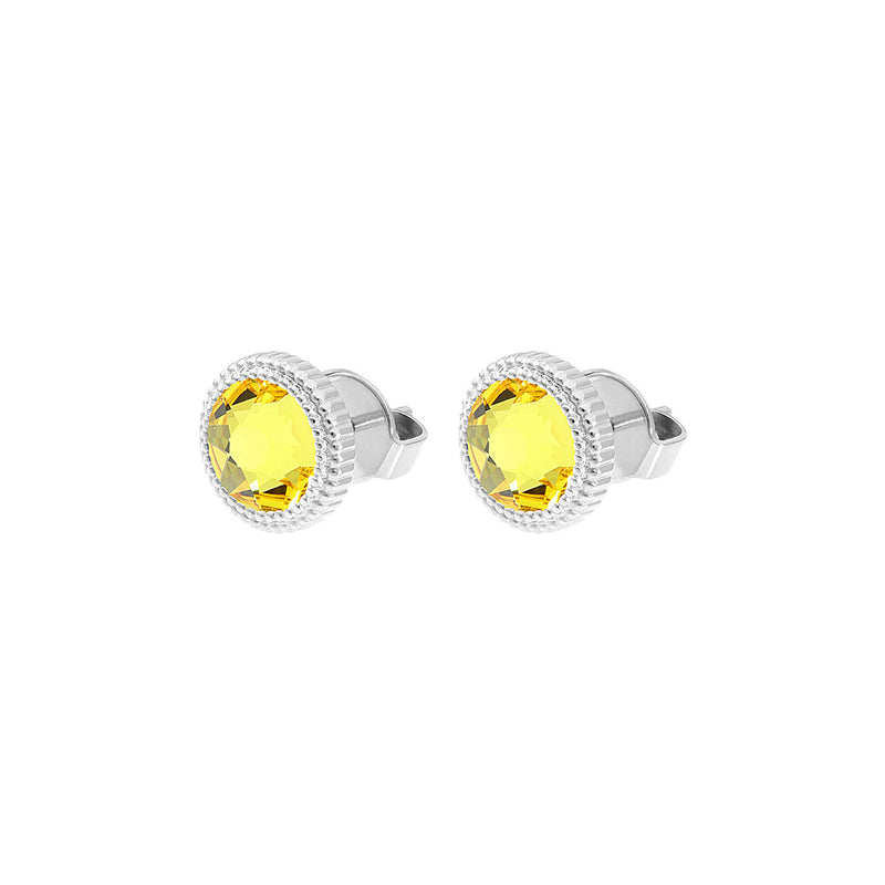 Fabero Flat Stud Earring 0.4" - Silver light topaz