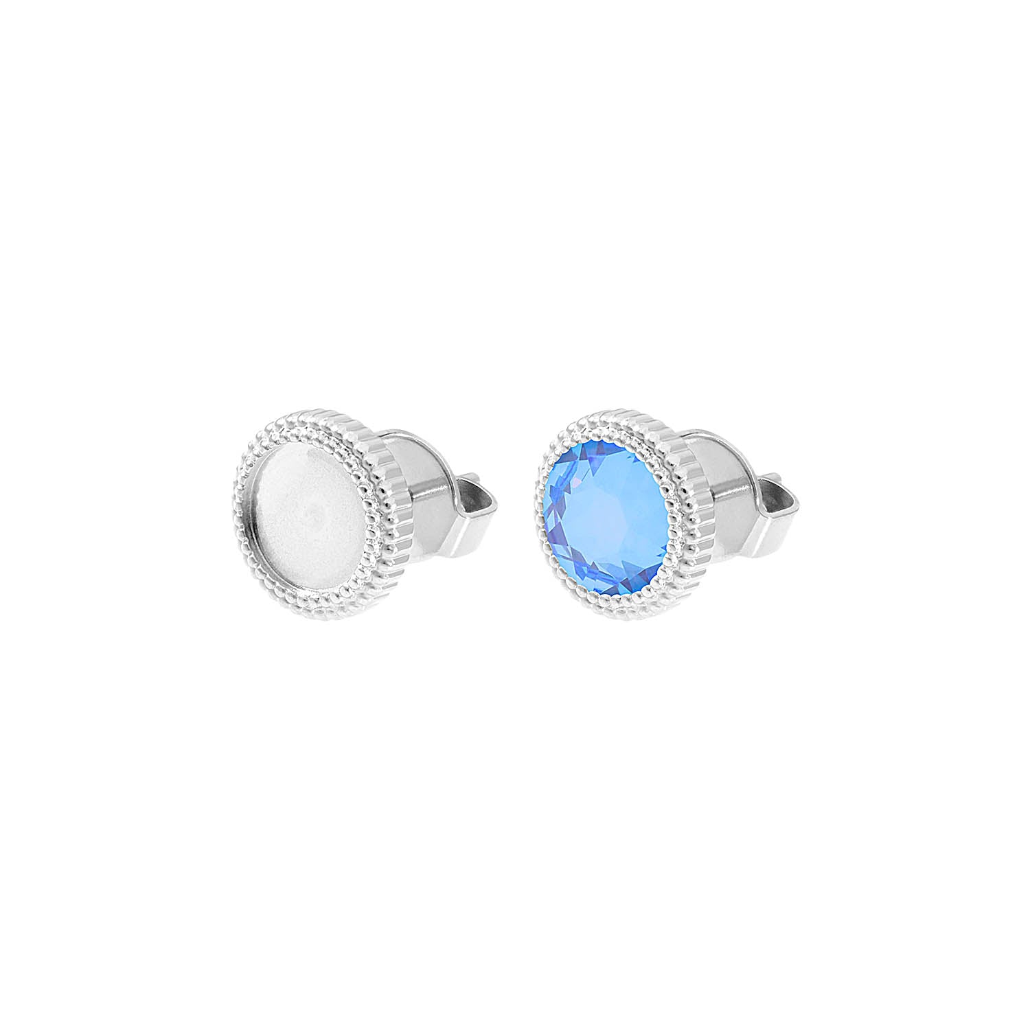 Fabero Flat Stud Earring 0.4" - Silver padparadscha