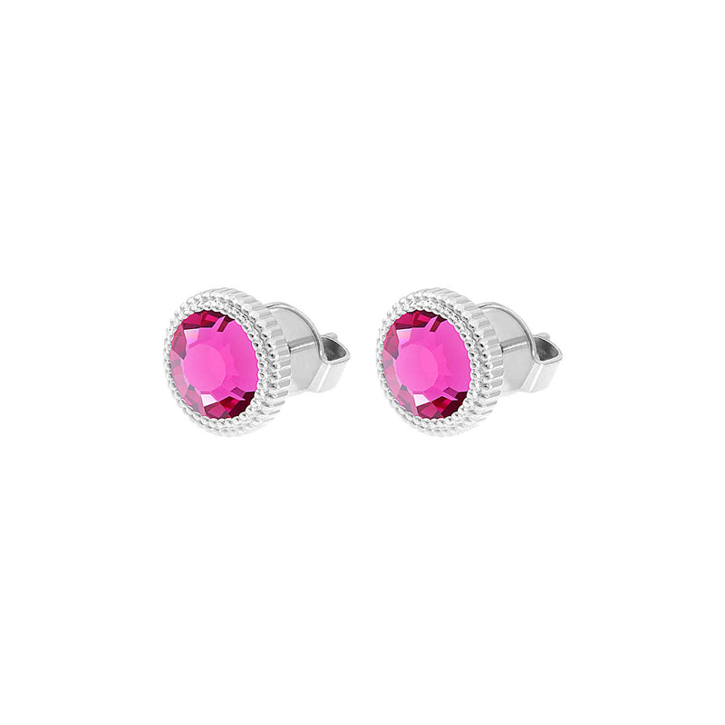 Fabero Flat Stud Earring 0.4" - Silver fuchsia