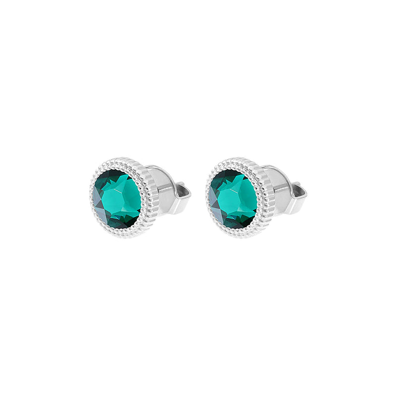 Fabero Flat Stud Earring 0.4" - Silver emerald