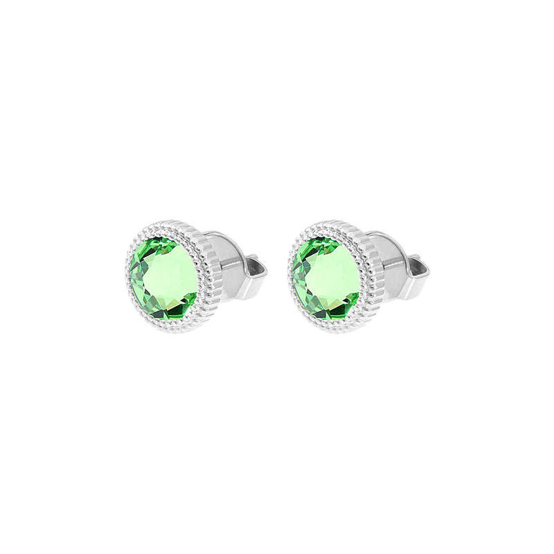 Fabero Flat Stud Earring 0.4" - Silver peridot
