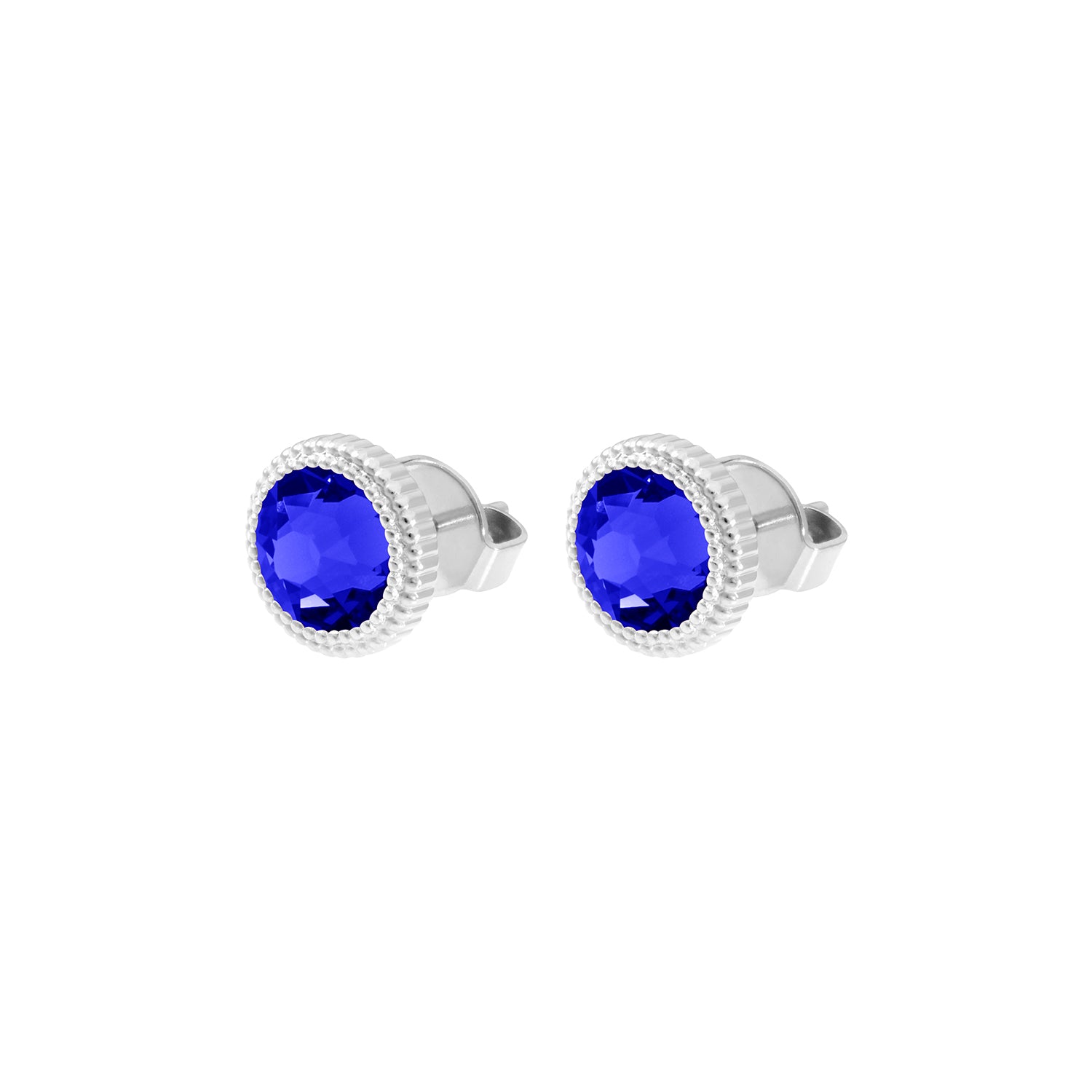 Fabero Flat Stud Earring 0.4" - Silver ReCreated Dark Sapphire