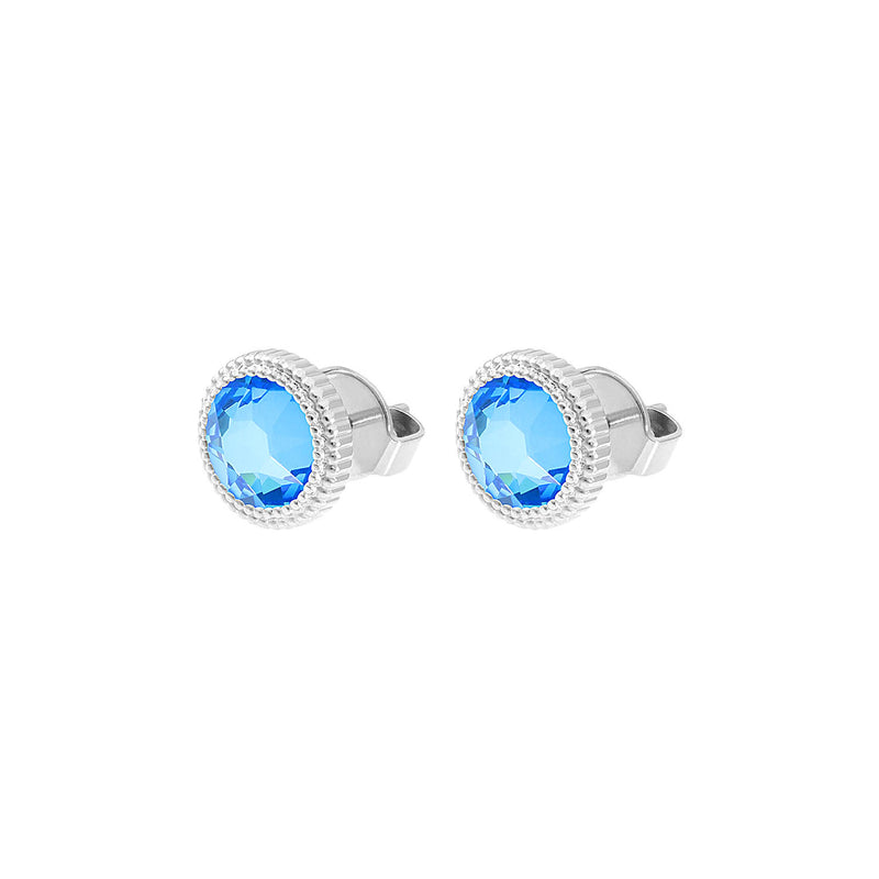 Fabero Flat Stud Earring 0.4" - Silver royal blue delite