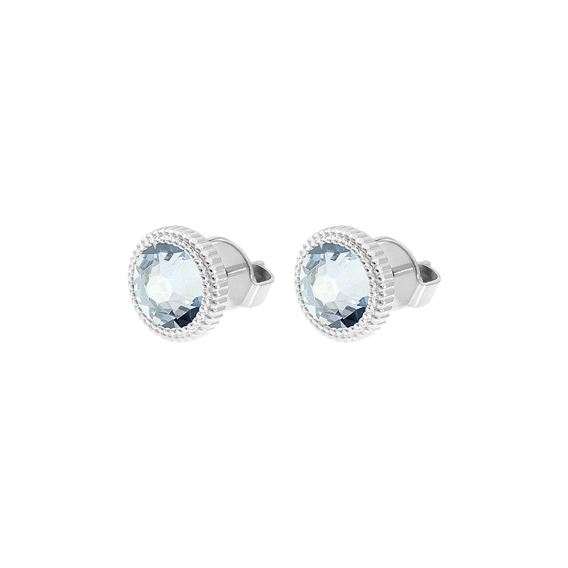 Fabero Flat Stud Earring 0.4" - Silver blue shade