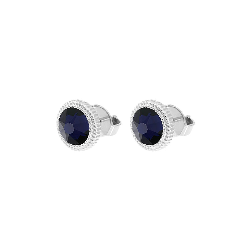 Fabero Flat Stud Earring 0.4" - Silver Dark Indigo