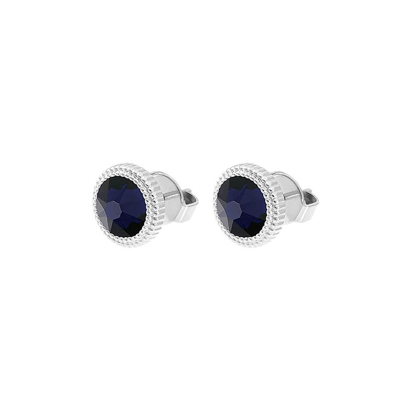 Fabero Flat Stud Earring 0.4" - Silver Dark Indigo