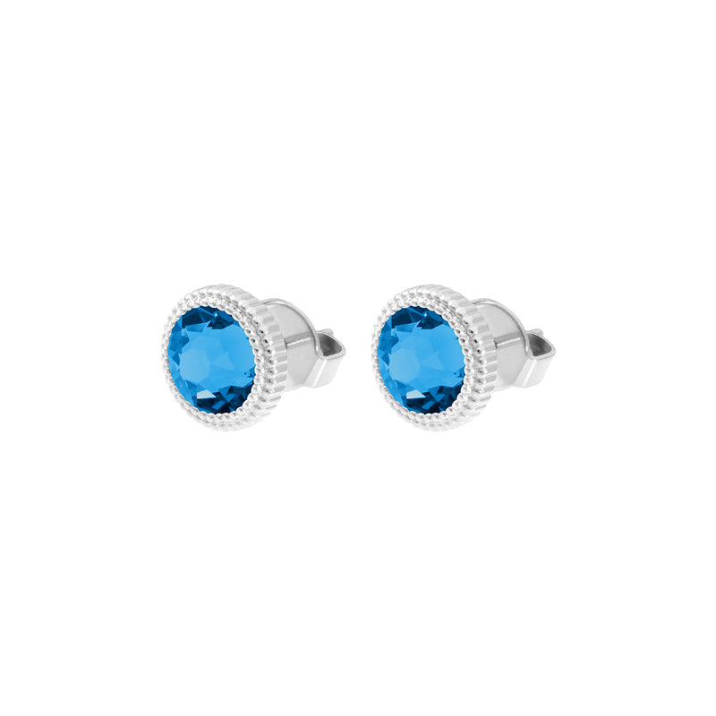 Fabero Flat Stud Earring 0.4" - Silver Denim Blue
