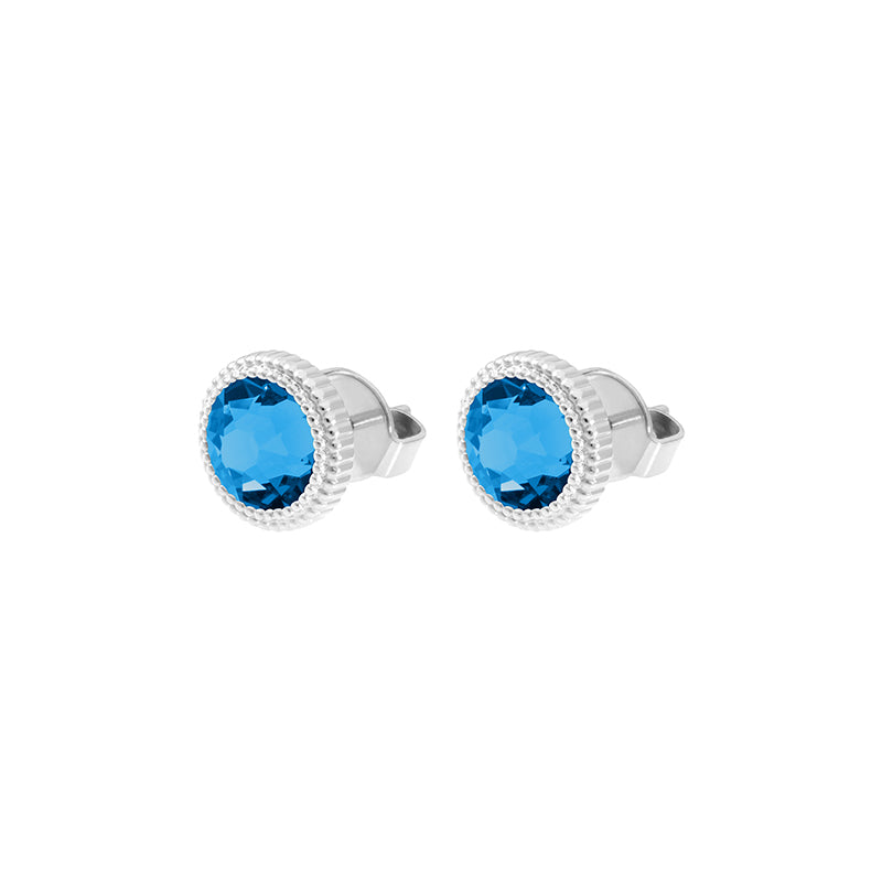 Fabero Flat Stud Earring 0.4" - Silver Denim Blue