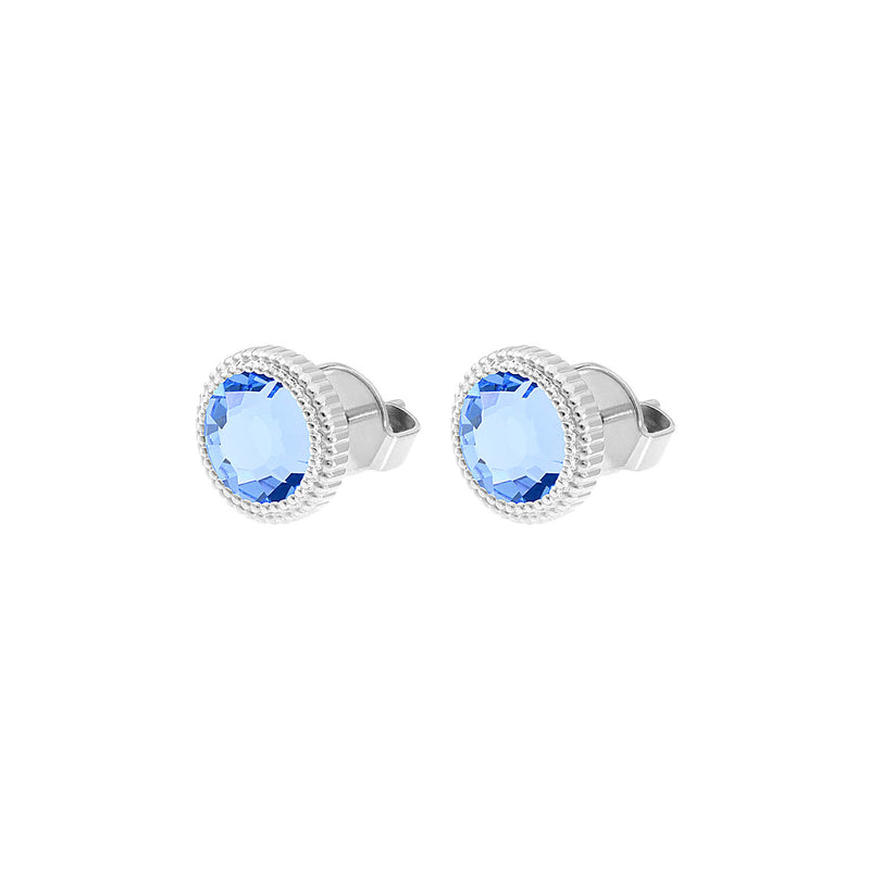 Fabero Flat Stud Earring 0.4" - Silver light sapphire