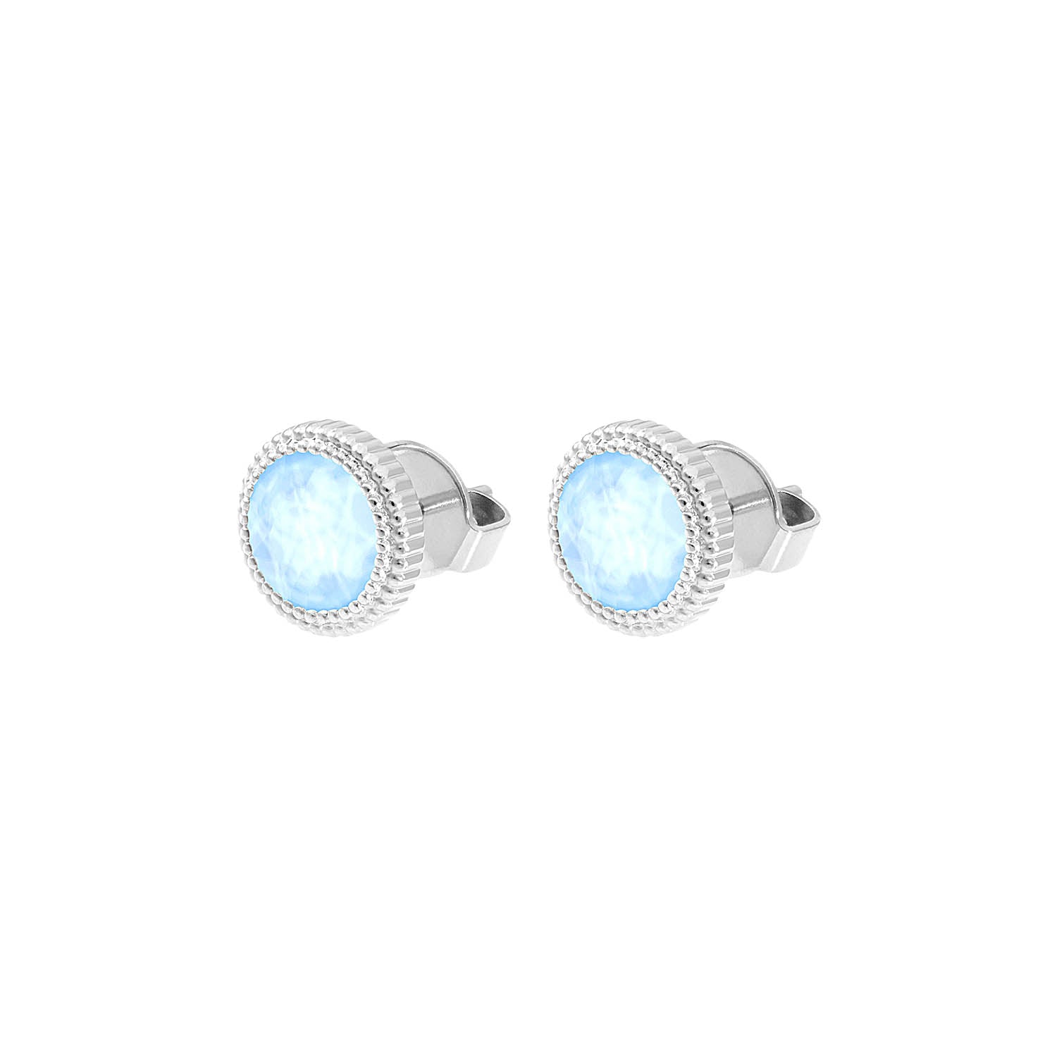 Fabero Flat Stud Earring 0.4" - Silver crystal sky ignite