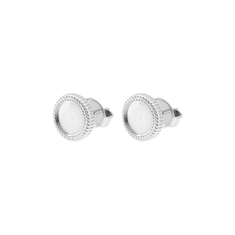 Fabero Flat Stud Earring 0.4" - Silver