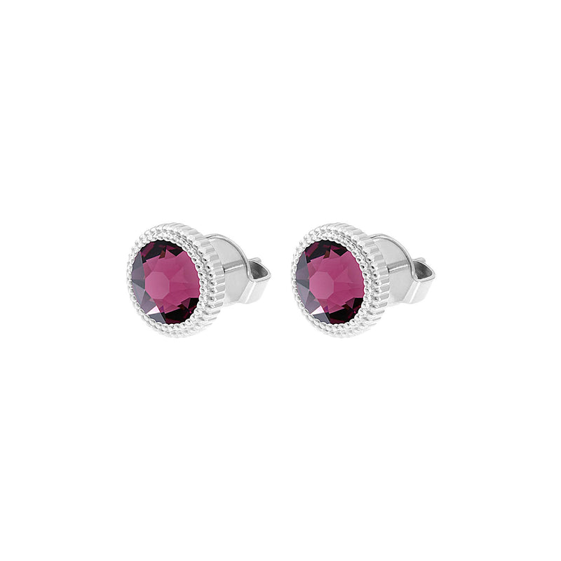 Fabero Flat Stud Earring 0.4" - Silver amethyst